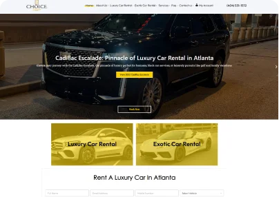 Kali's Luxury Exotics — luxury car rental site hero